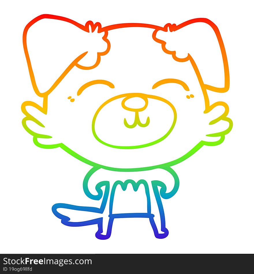 rainbow gradient line drawing of a cartoon dog