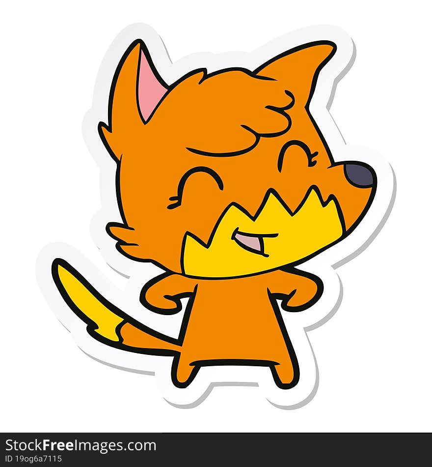 sticker of a happy cartoon fox