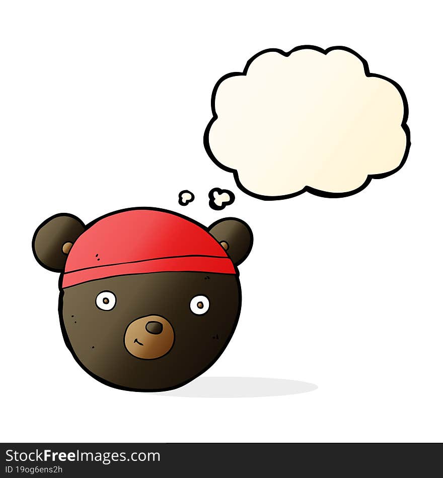 cartoon black bear face with thought bubble