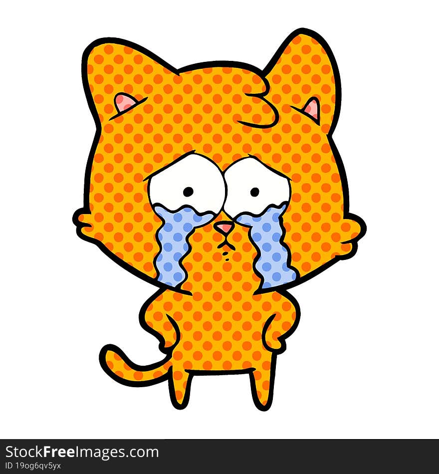 cartoon crying cat. cartoon crying cat