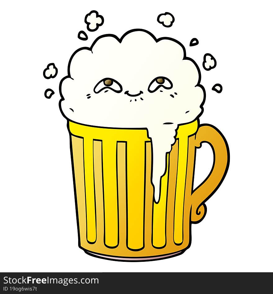 happy cartoon mug of beer. happy cartoon mug of beer