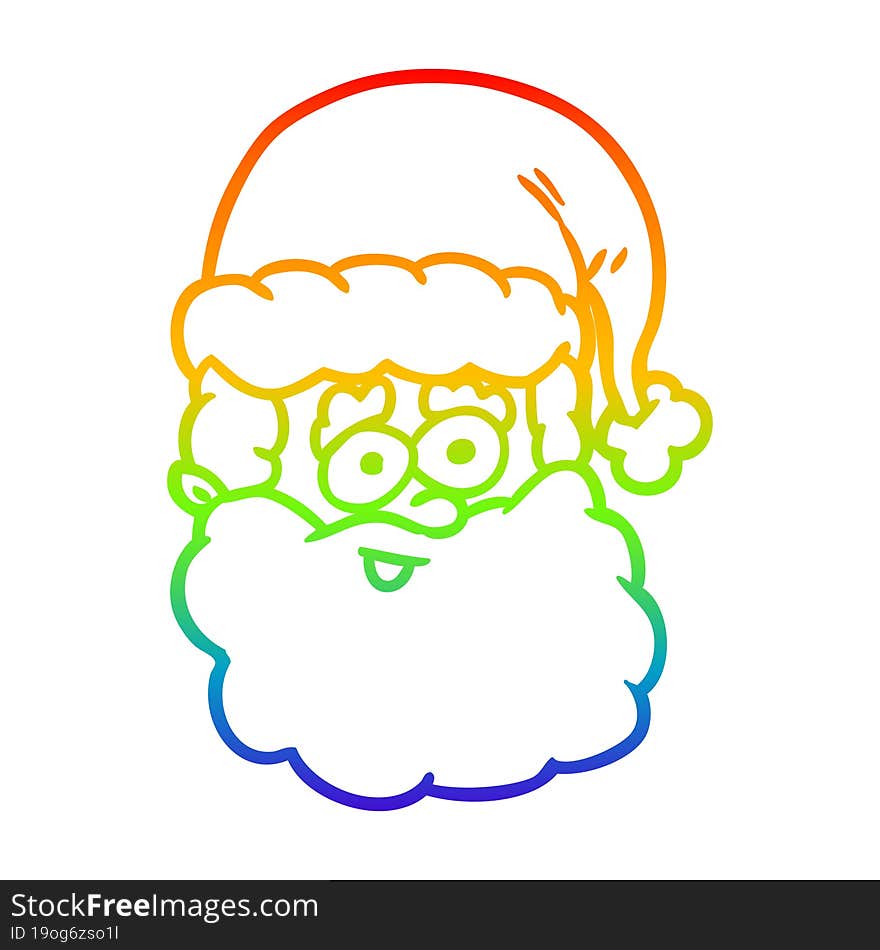 rainbow gradient line drawing santa claus