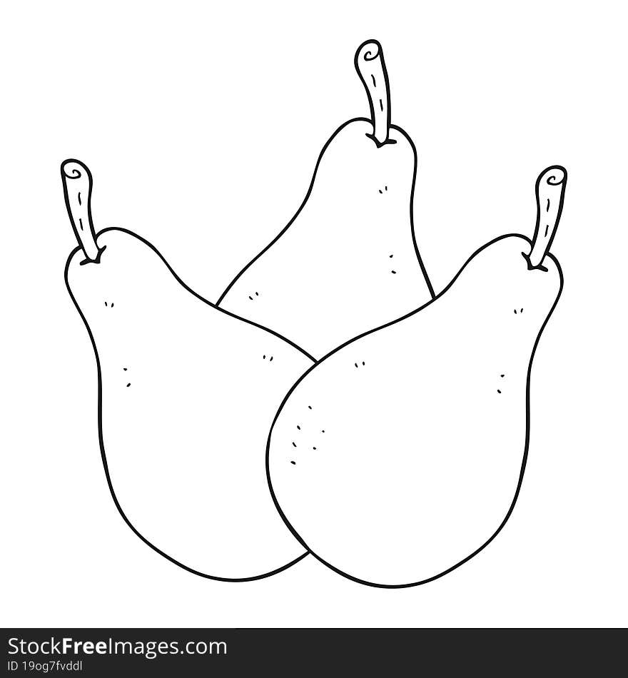 black and white cartoon pears