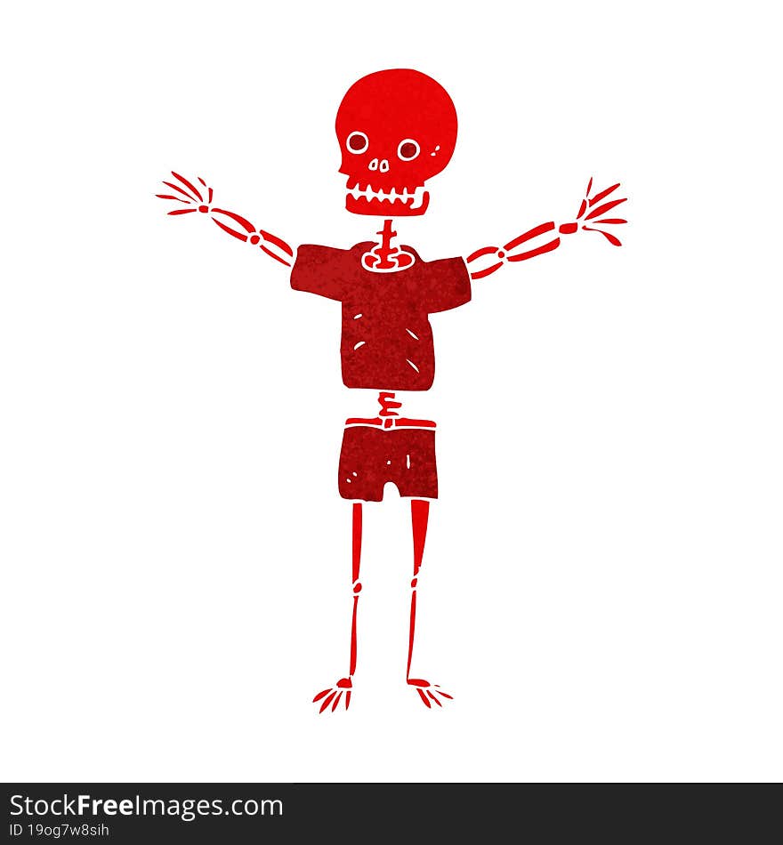 cartoon skeleton in clothes