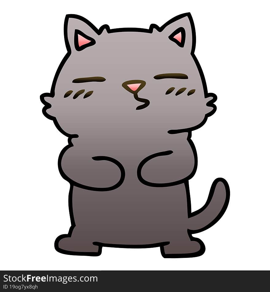 quirky gradient shaded cartoon cat