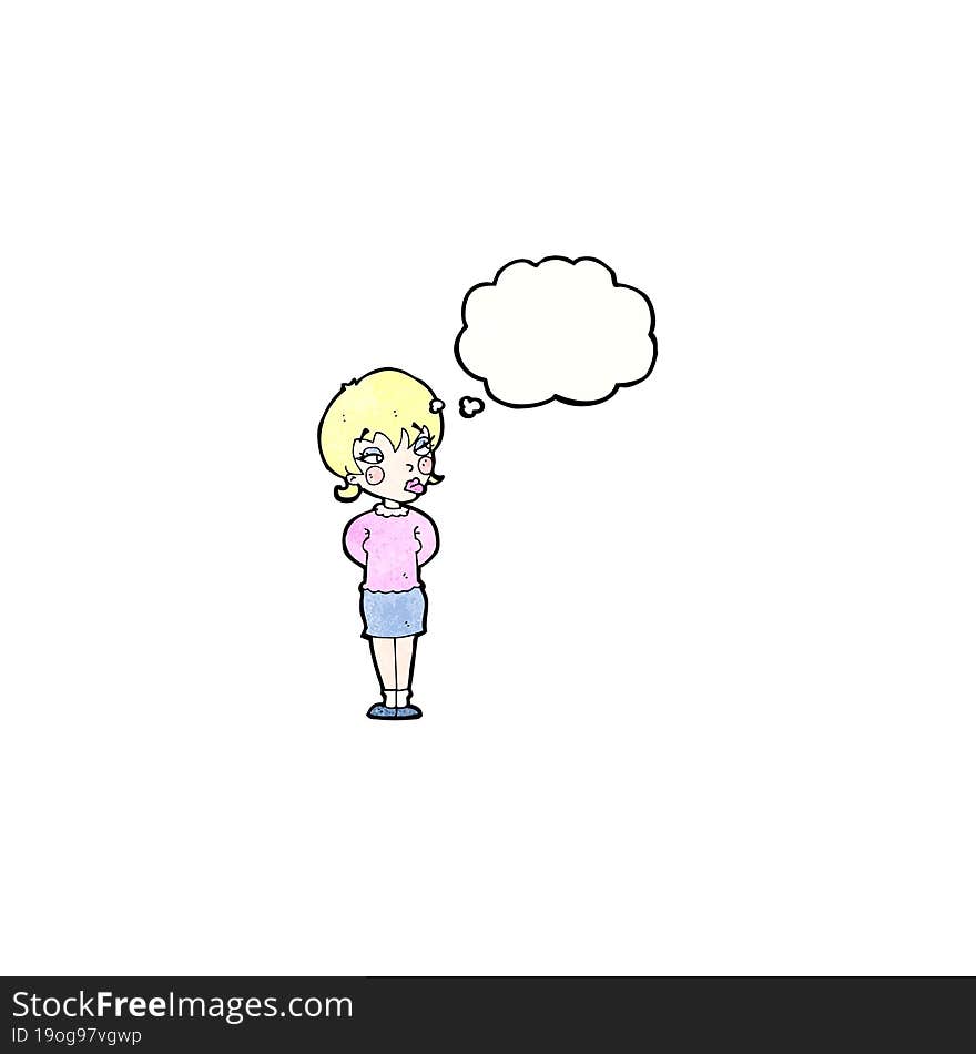 cartoon bored woman imagining