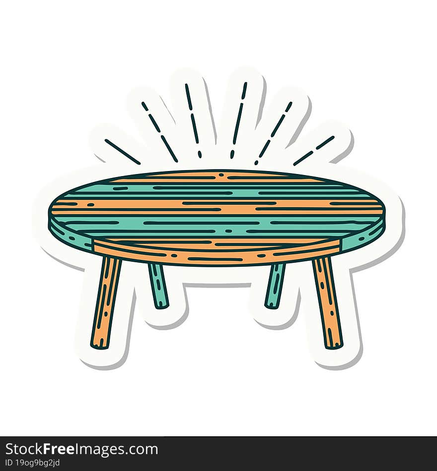 Sticker Of Tattoo Style Wood Table