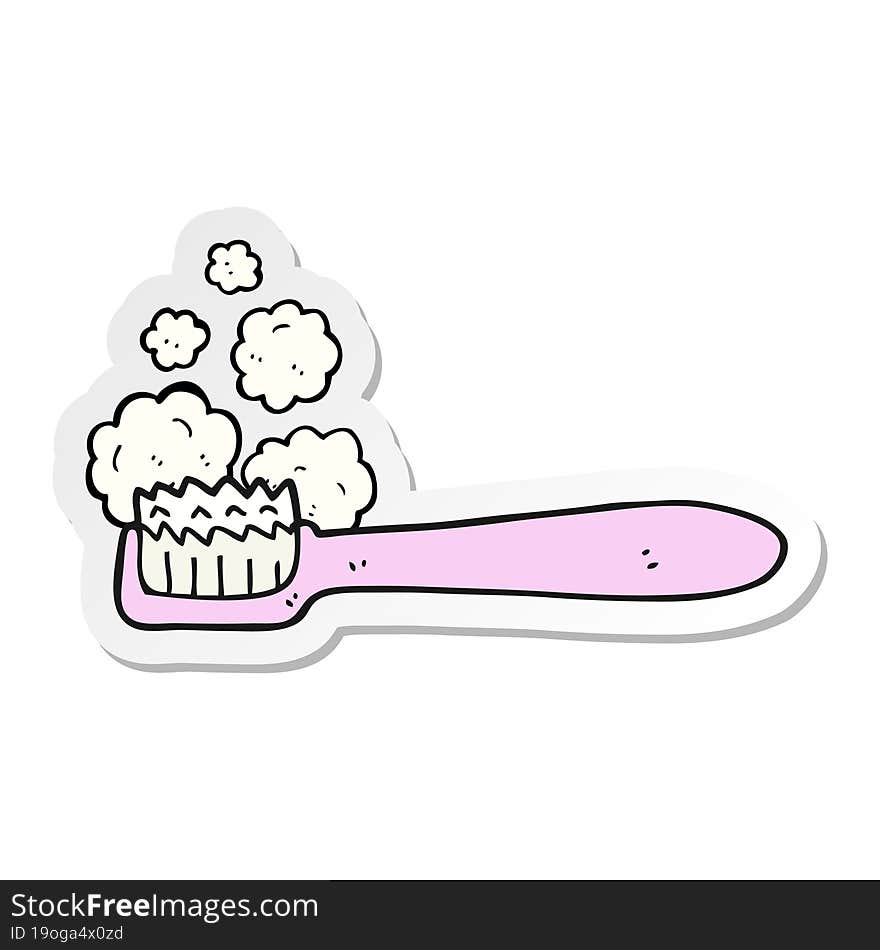 sticker of a cartoon toothbrush