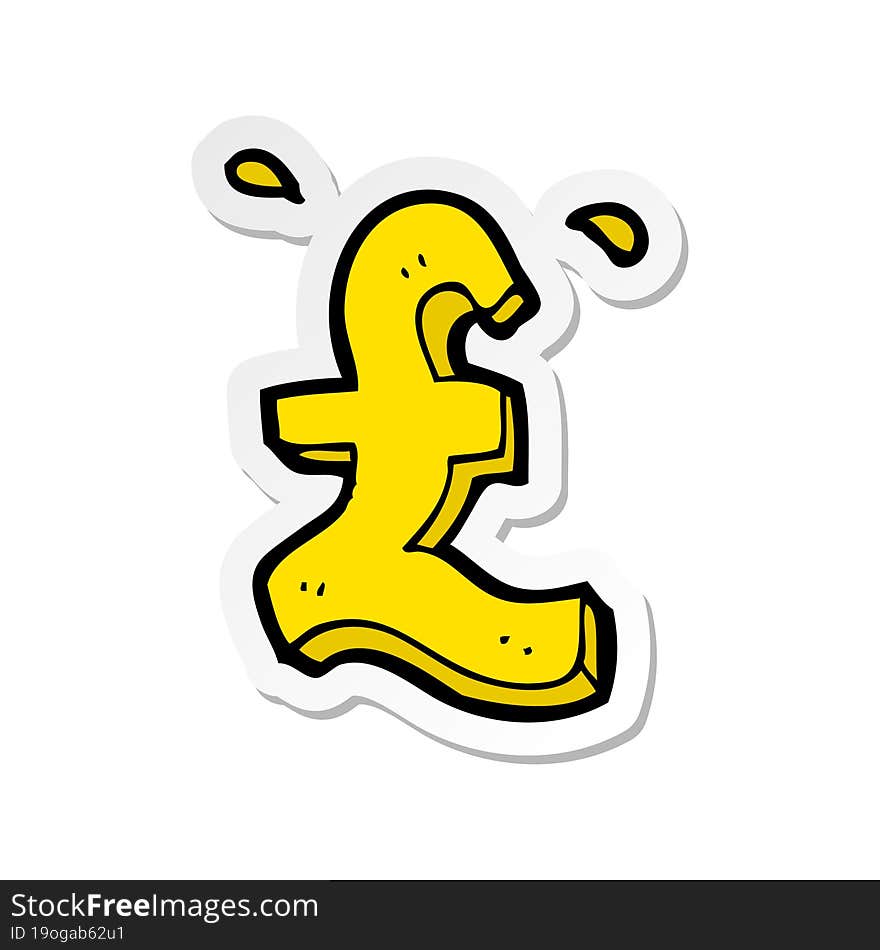 Sticker Of A Cartoon Pound Symbol