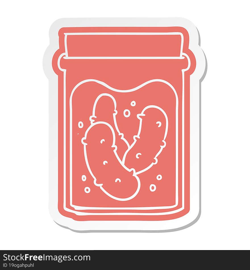 cartoon sticker jar of pickled gherkins