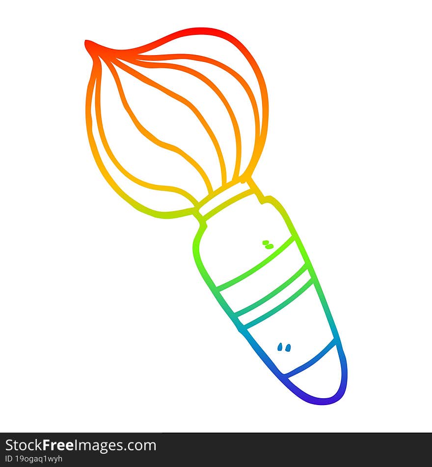 rainbow gradient line drawing of a cartoon large paint brush