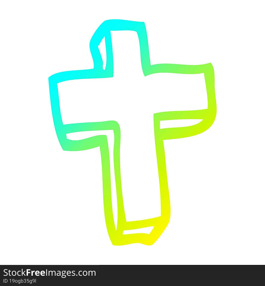 cold gradient line drawing cartoon wood cross