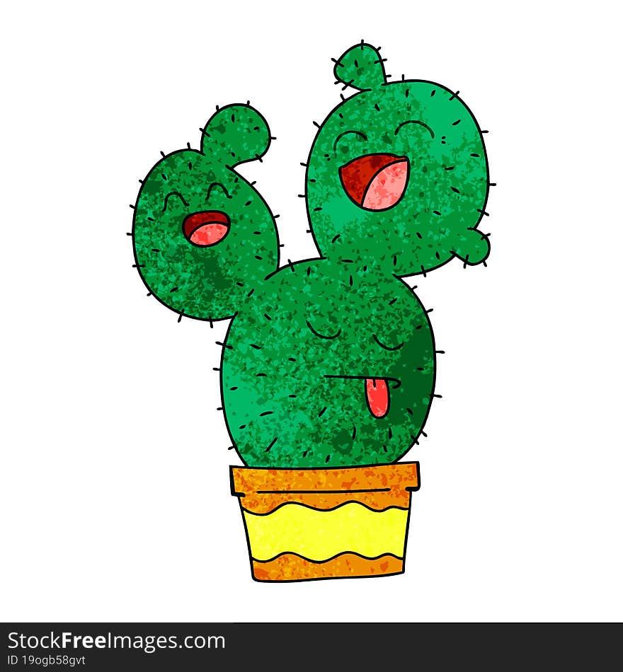 quirky hand drawn cartoon cactus