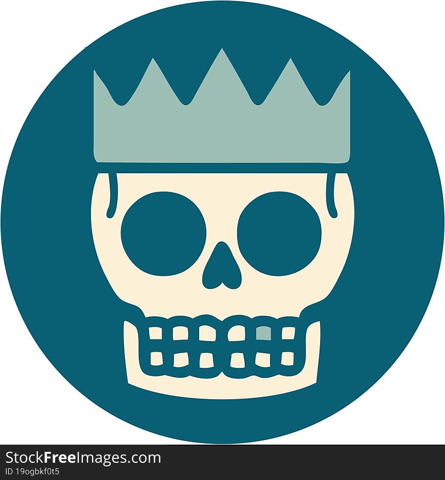 Tattoo Style Icon Of A Skull And Crown