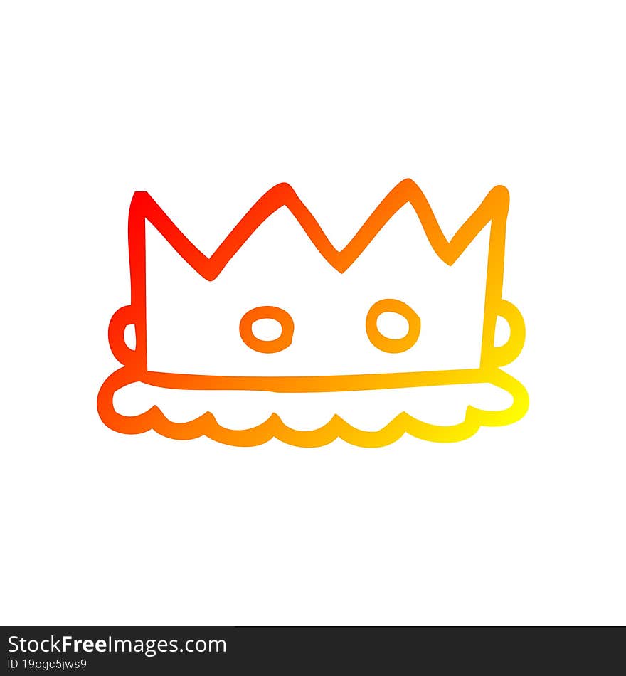 warm gradient line drawing of a cartoon silver crown