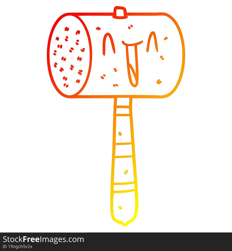 Warm Gradient Line Drawing Cartoon Hammer