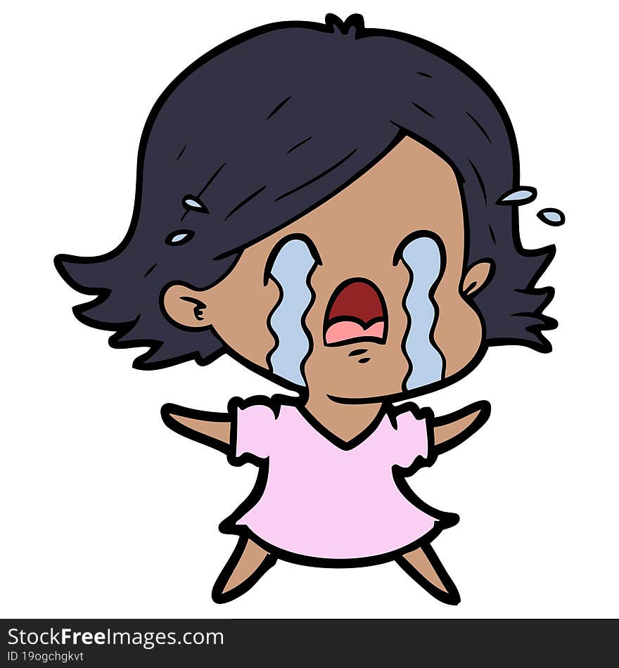 cartoon woman crying. cartoon woman crying