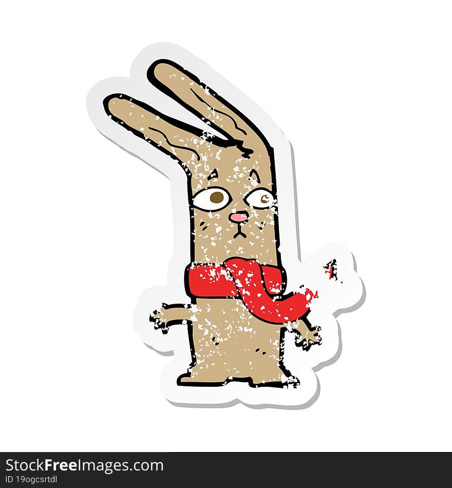 Retro Distressed Sticker Of A Cartoon Rabbit