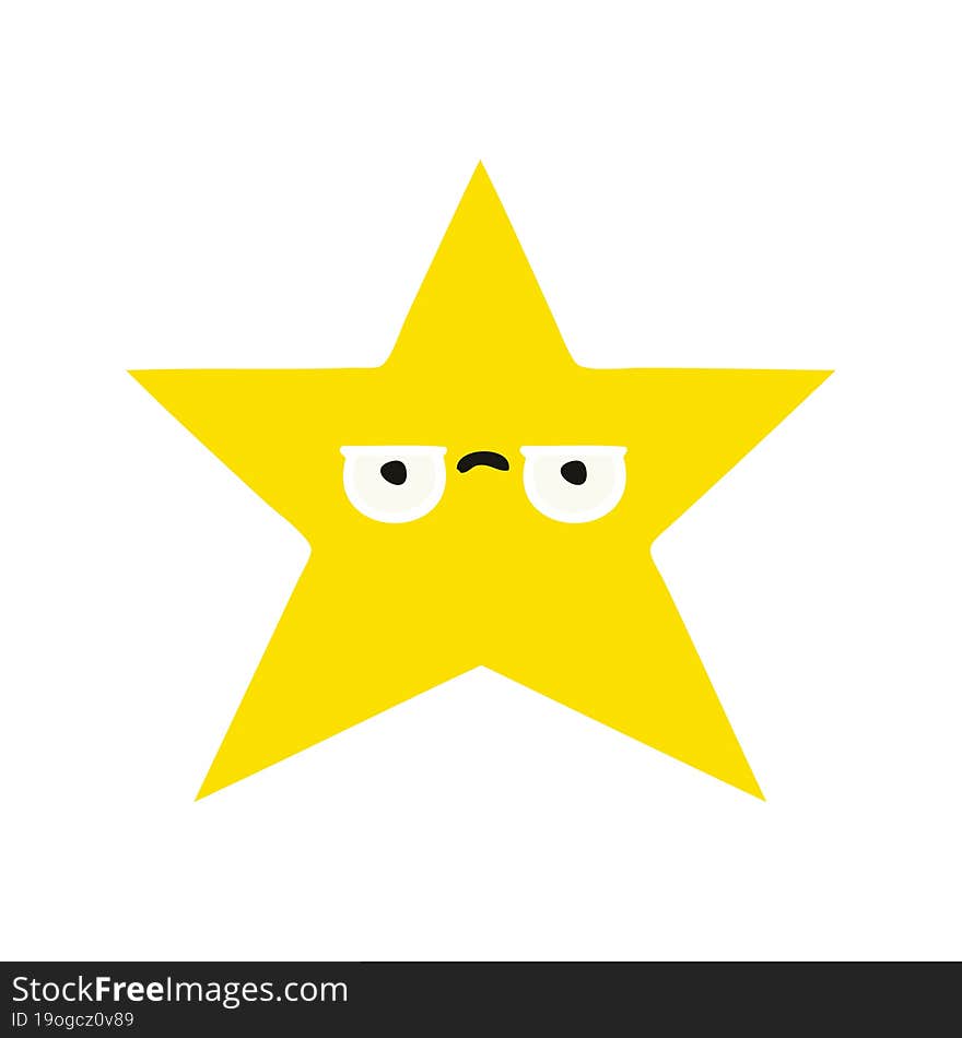 flat color retro cartoon gold star