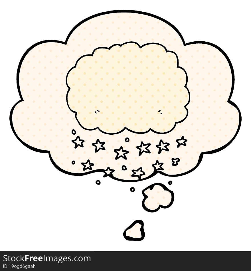 Cartoon Rain Cloud And Thought Bubble In Comic Book Style