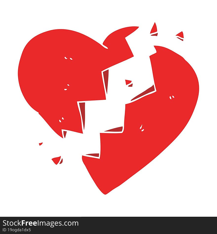 flat color illustration of broken heart. flat color illustration of broken heart