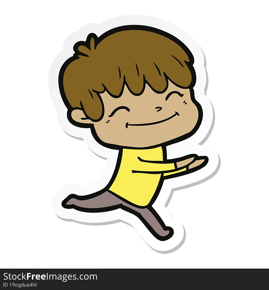 sticker of a cartoon happy boy