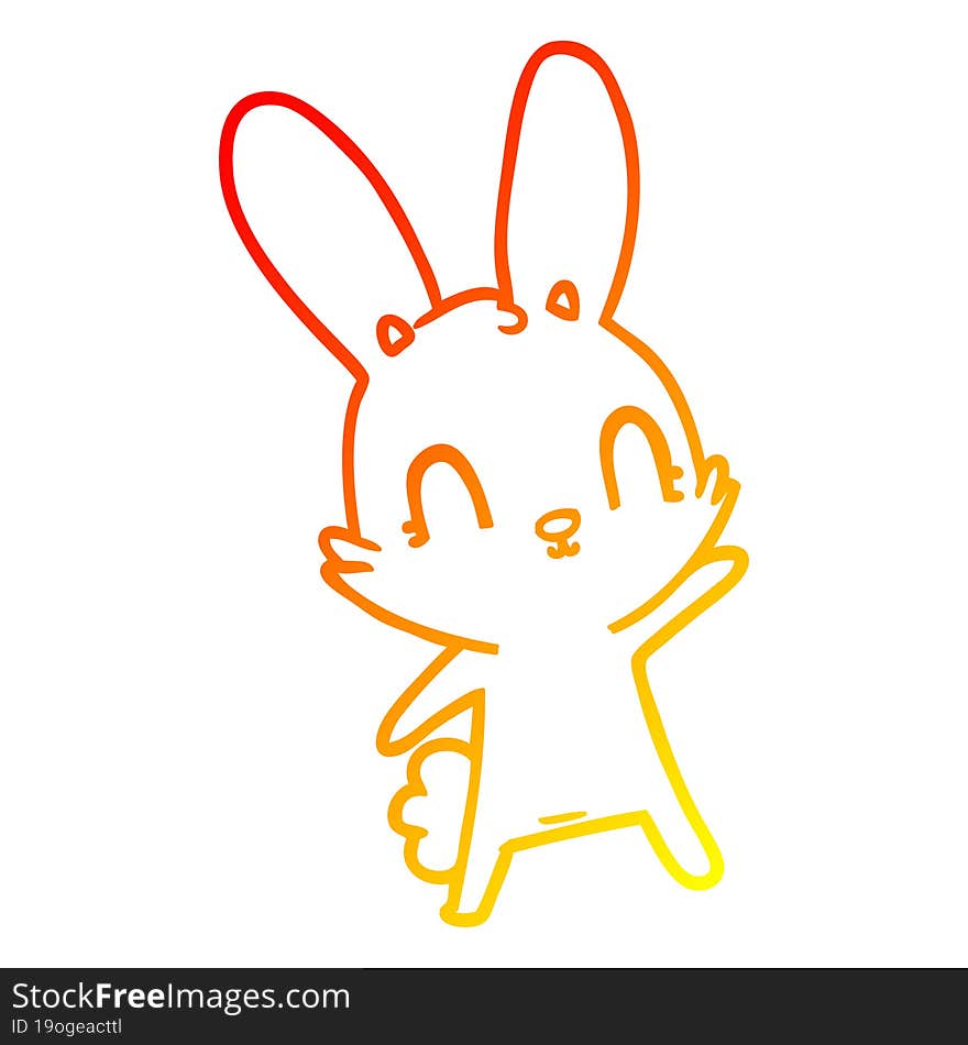 Warm Gradient Line Drawing Cute Cartoon Rabbit