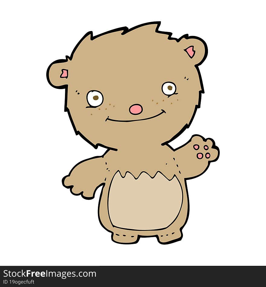 Cartoon Waving Teddy Bear