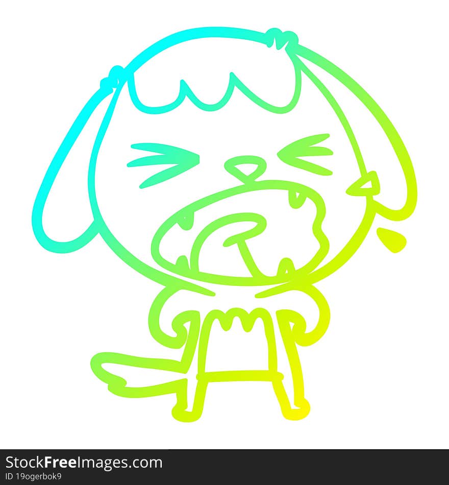 cold gradient line drawing of a cute cartoon dog