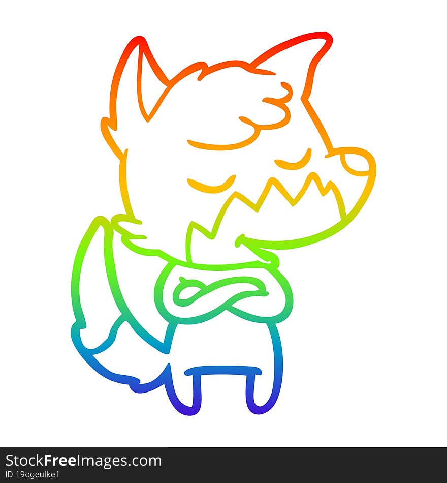 rainbow gradient line drawing friendly cartoon fox