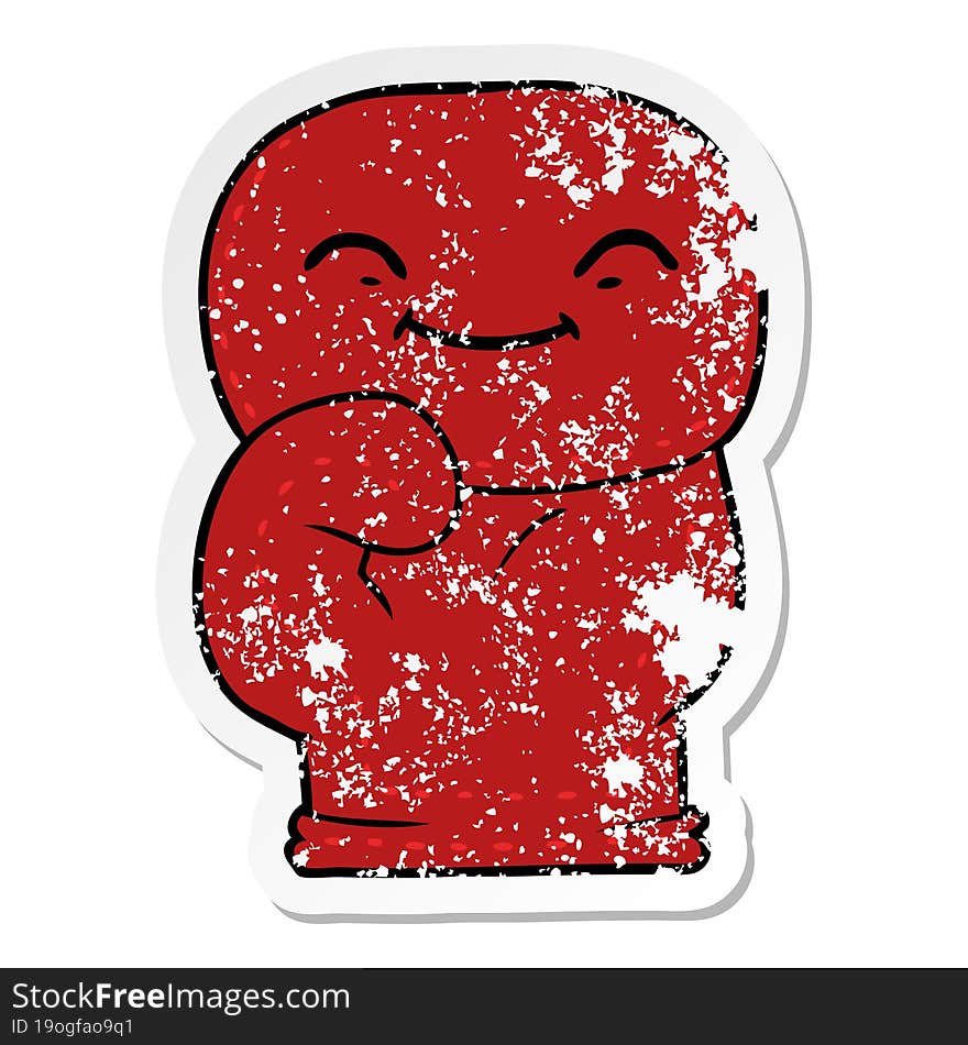 distressed sticker of a cartoon boxing glove