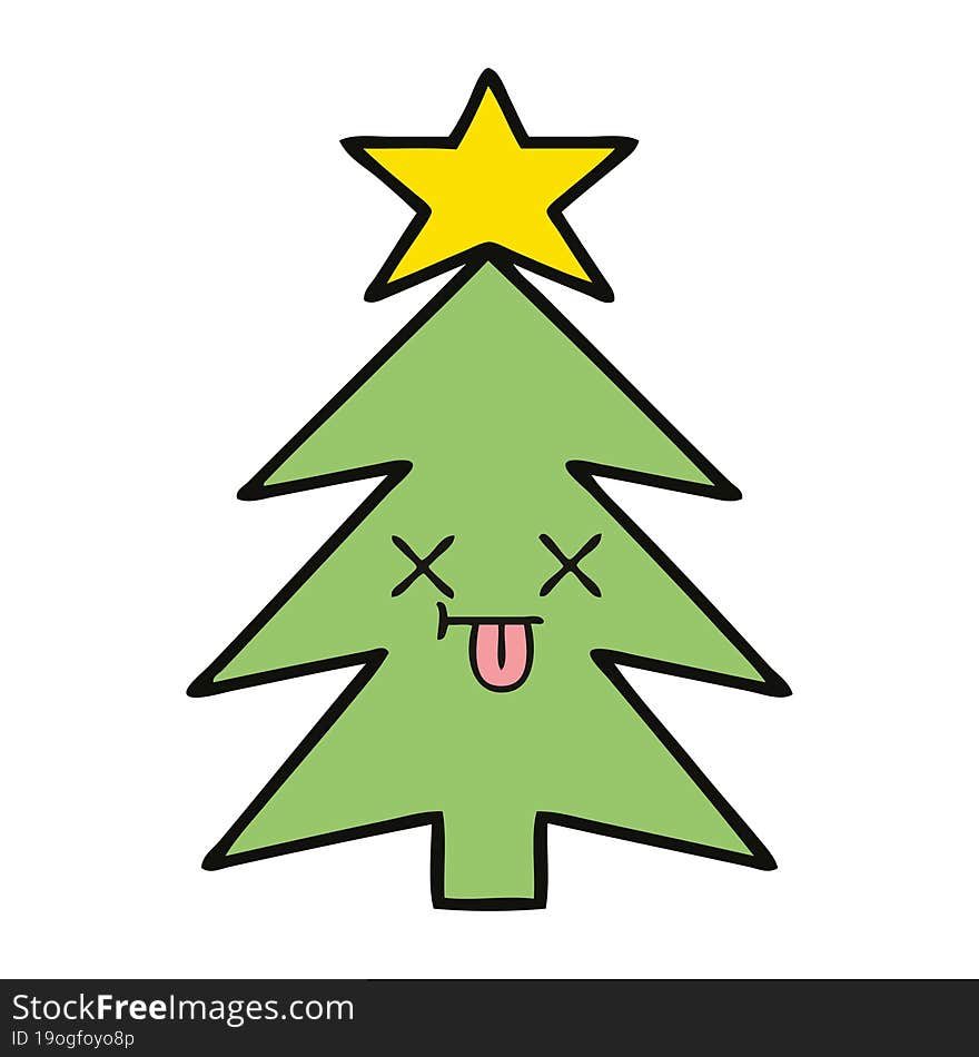 cute cartoon of a christmas tree. cute cartoon of a christmas tree