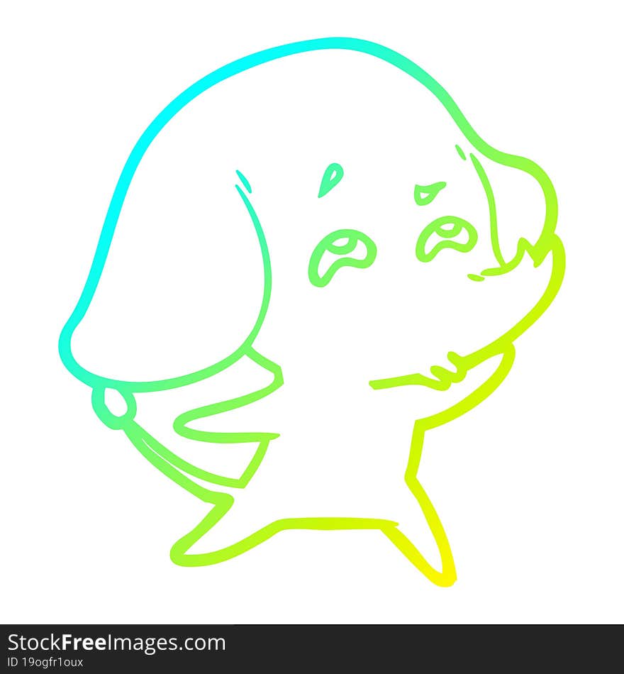 cold gradient line drawing cartoon elephant remembering