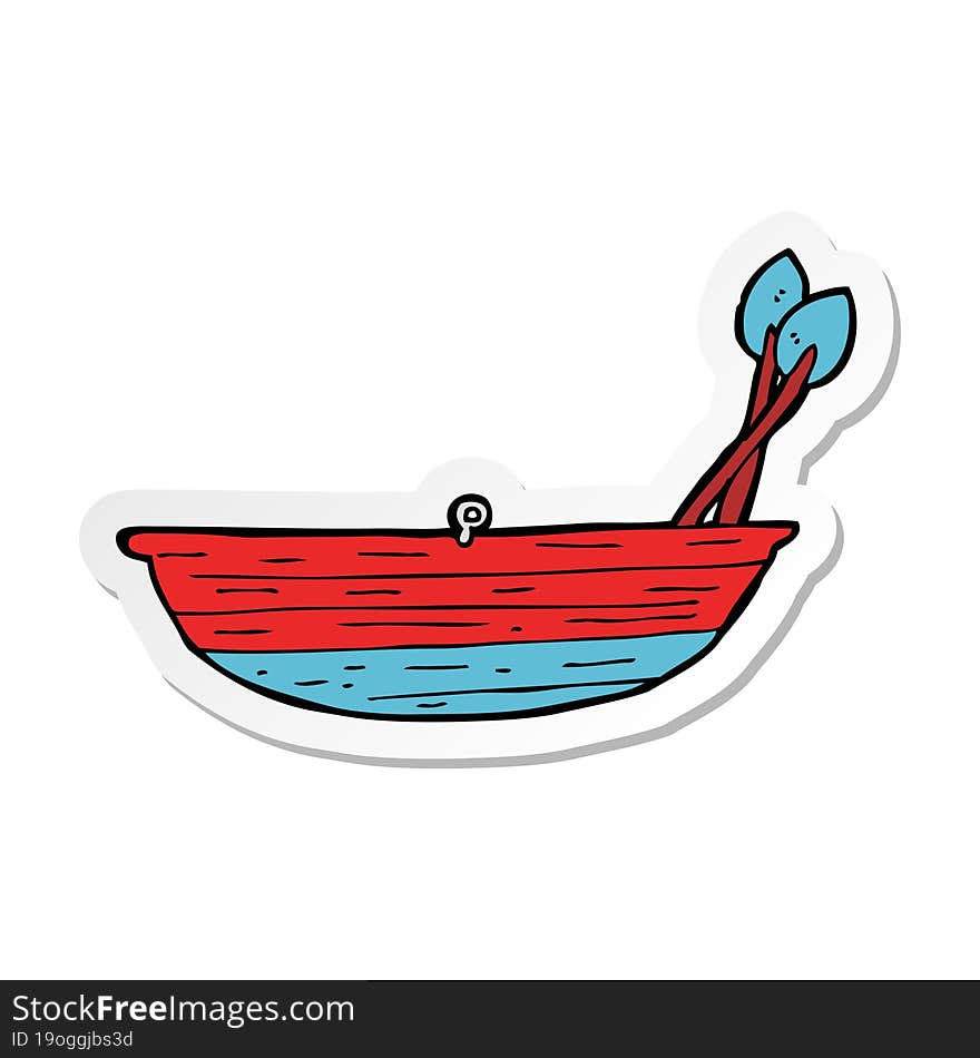sticker of a cartoon rowing boat