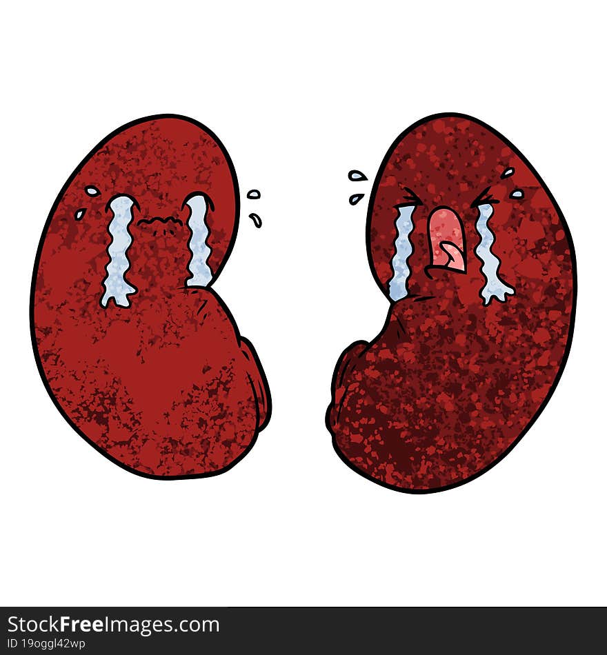 cartoon kidneys crying. cartoon kidneys crying