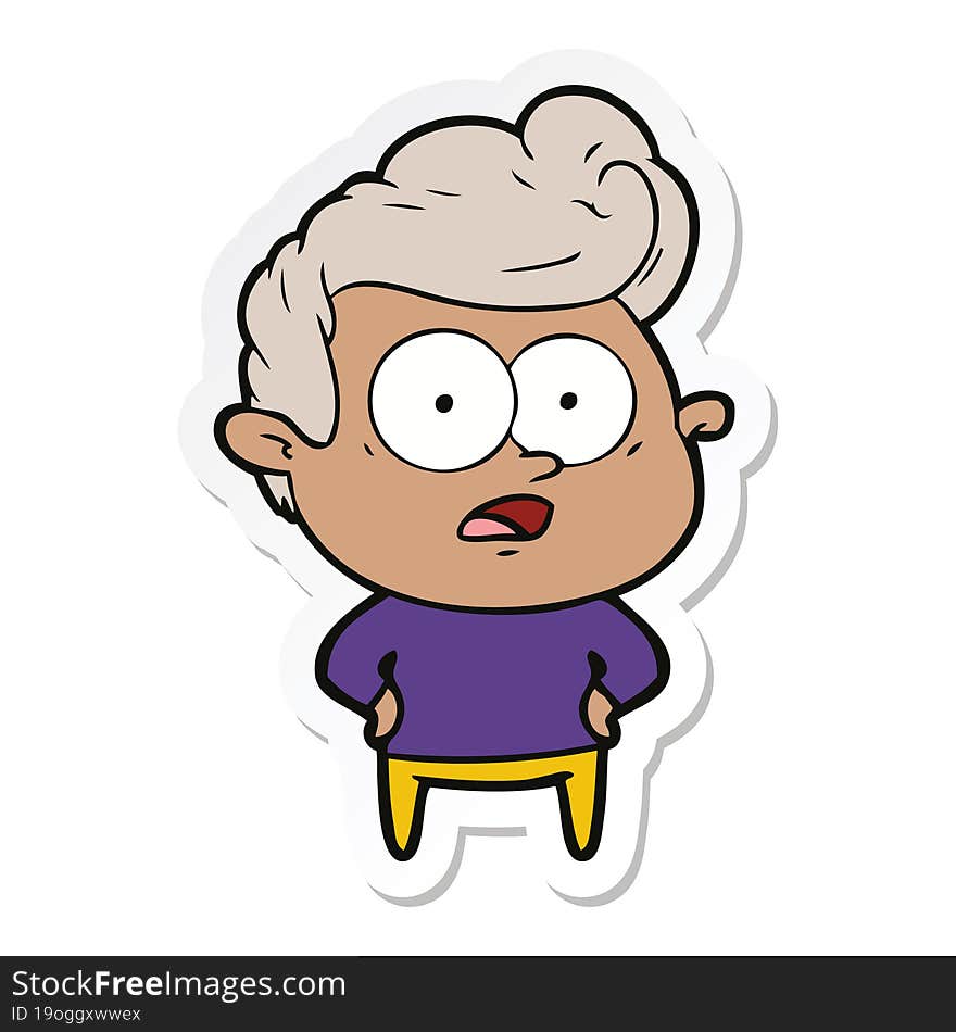 sticker of a cartoon staring man