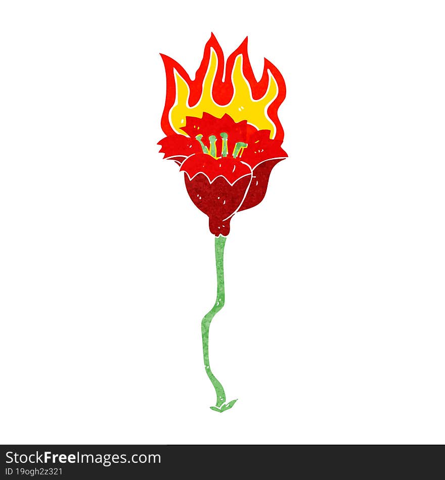 cartoon burning flower