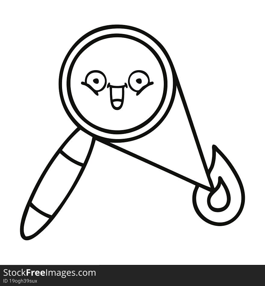 line drawing cartoon magnifying glass