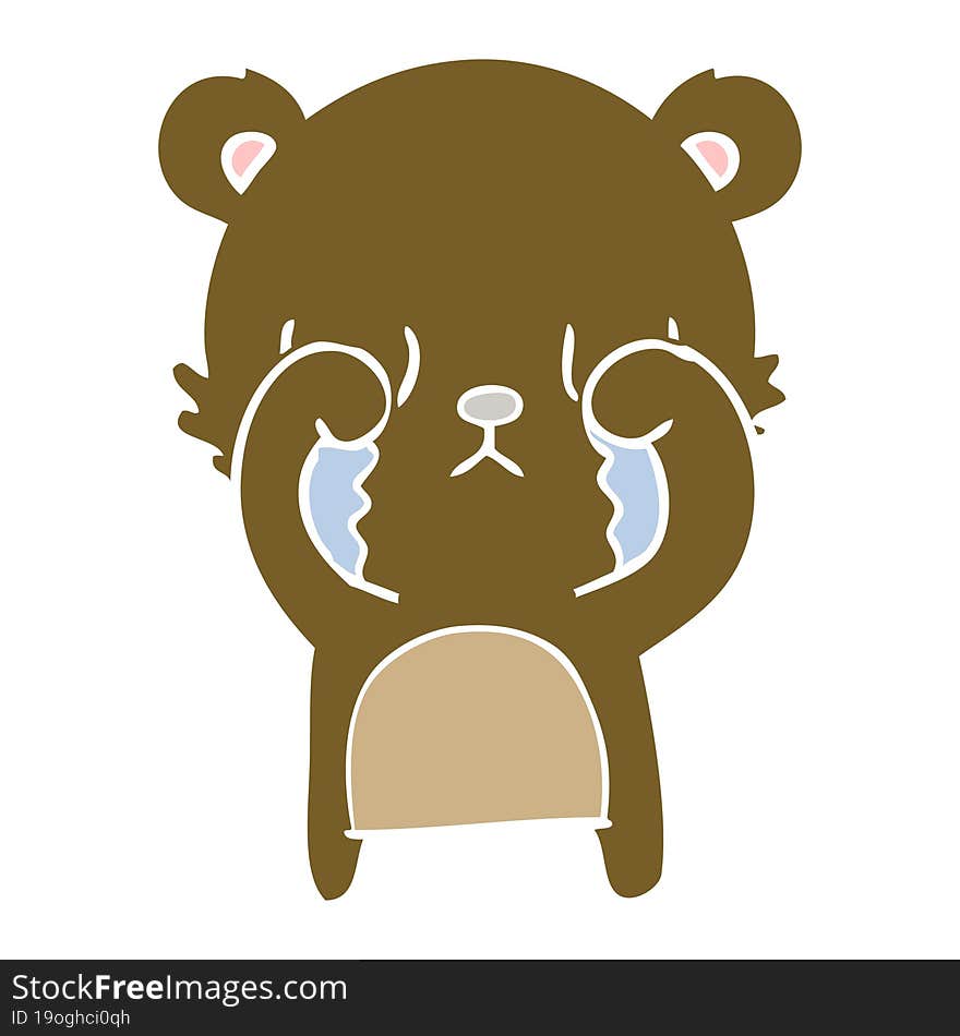 crying flat color style cartoon bear