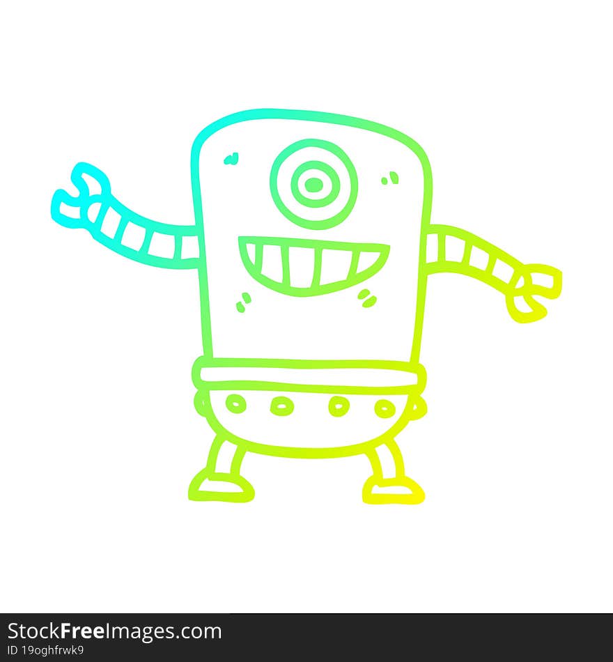 cold gradient line drawing cartoon robot