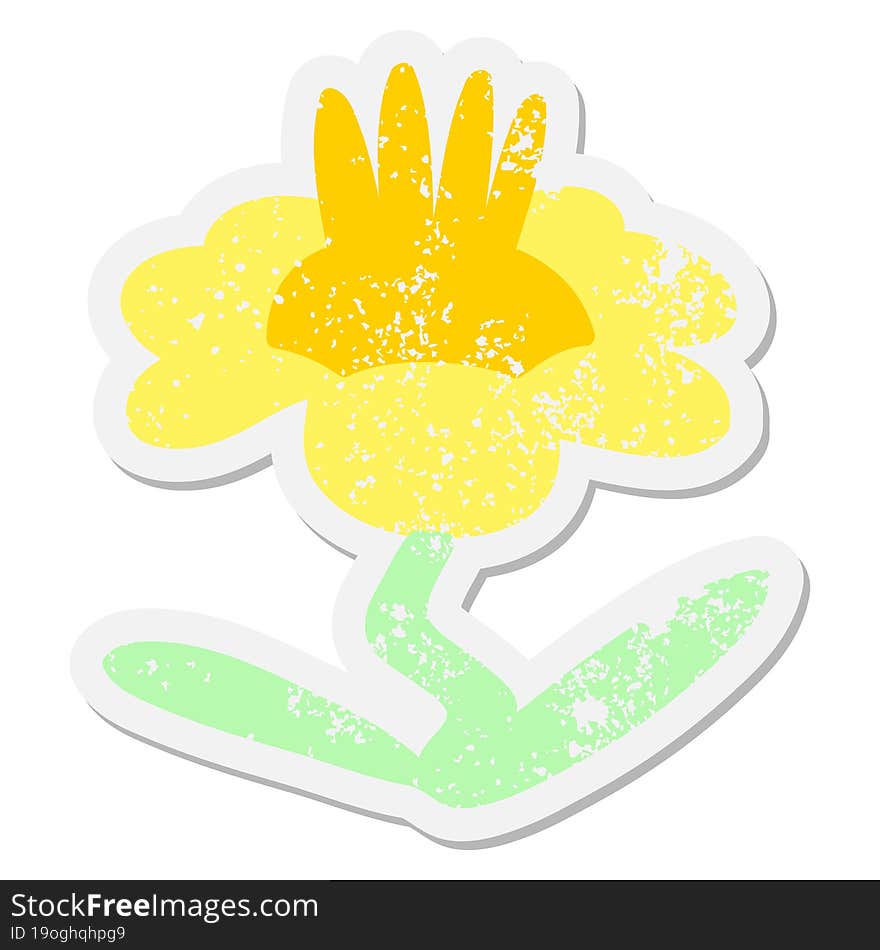 Cartoon Flower Growing Grunge Sticker