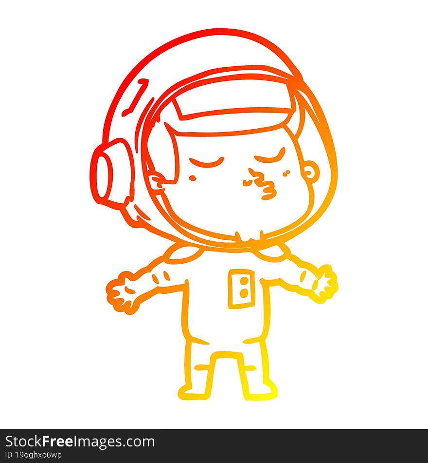 warm gradient line drawing cartoon confident astronaut