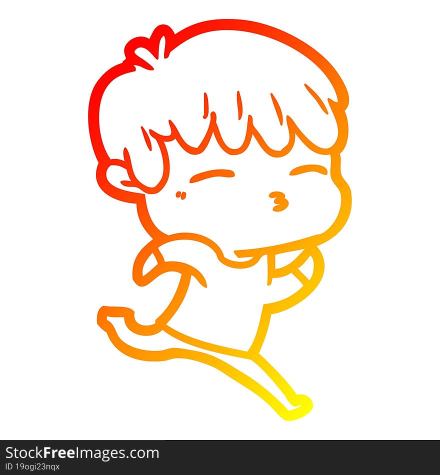 warm gradient line drawing cartoon curious boy