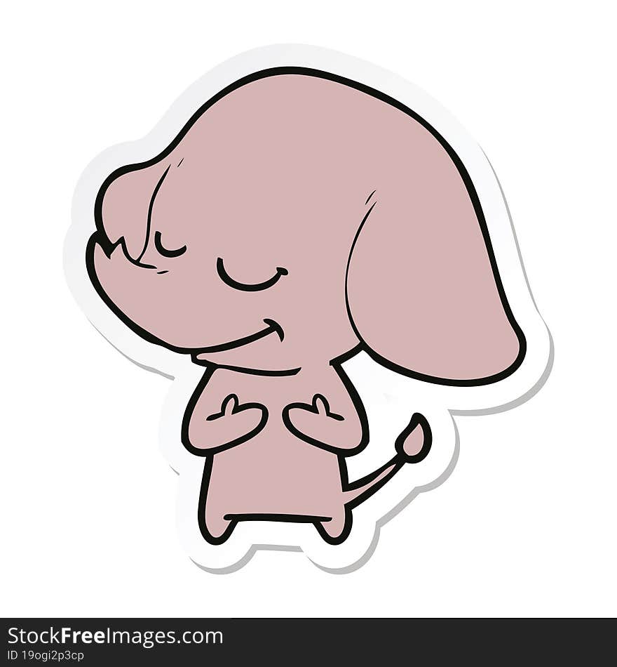 Sticker Of A Cartoon Smiling Elephant