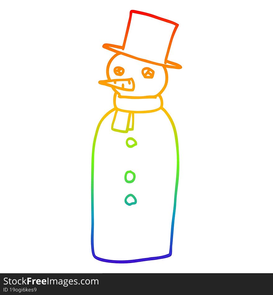 rainbow gradient line drawing cartoon snowman