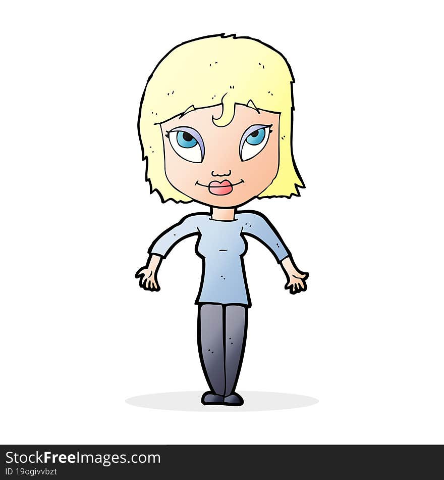 Cartoon Girl Shrugging Shoulders