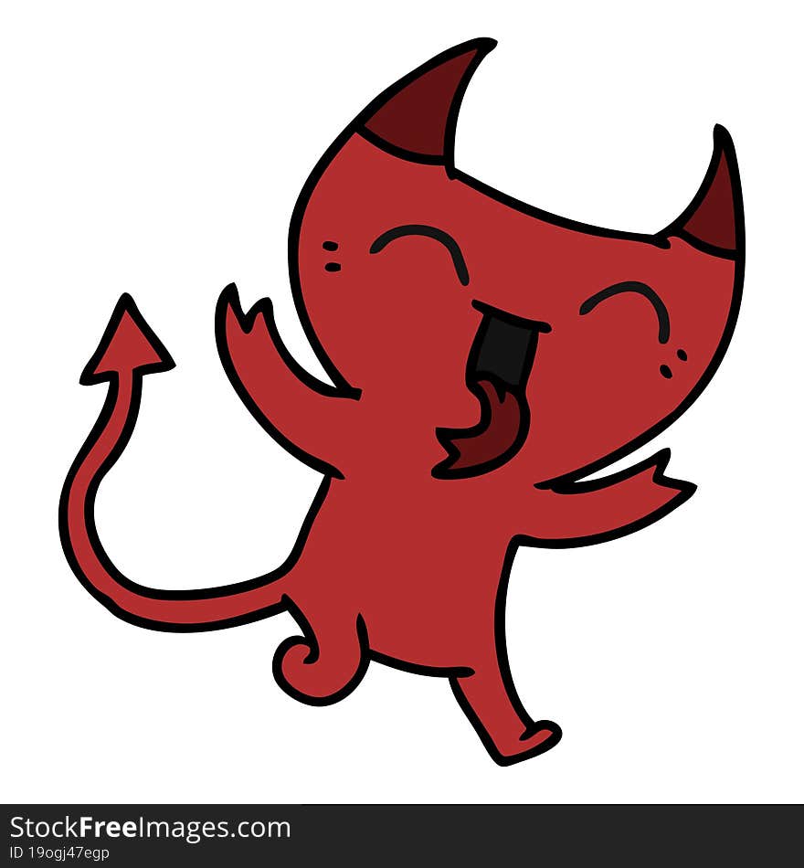 cartoon of cute kawaii red demon