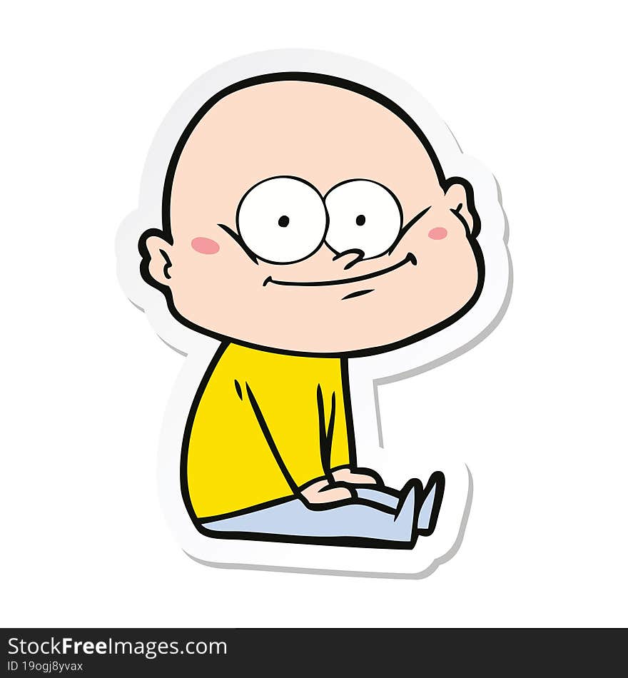 sticker of a cartoon bald man staring