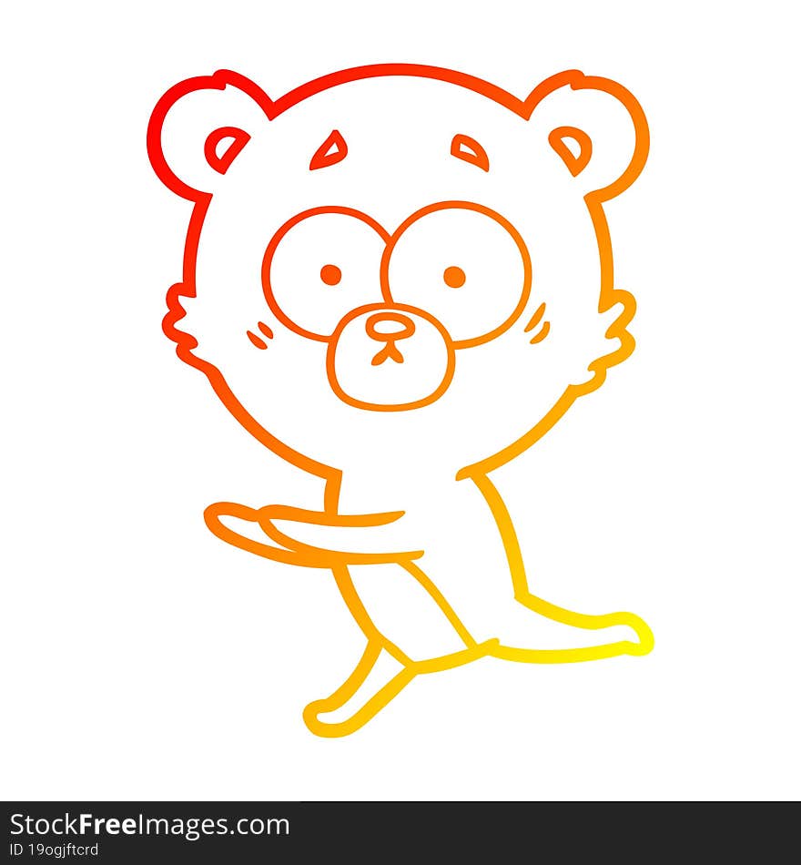 Warm Gradient Line Drawing Worried Bear Cartoon