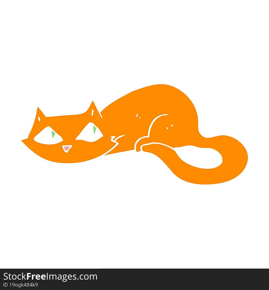 flat color illustration of cat. flat color illustration of cat